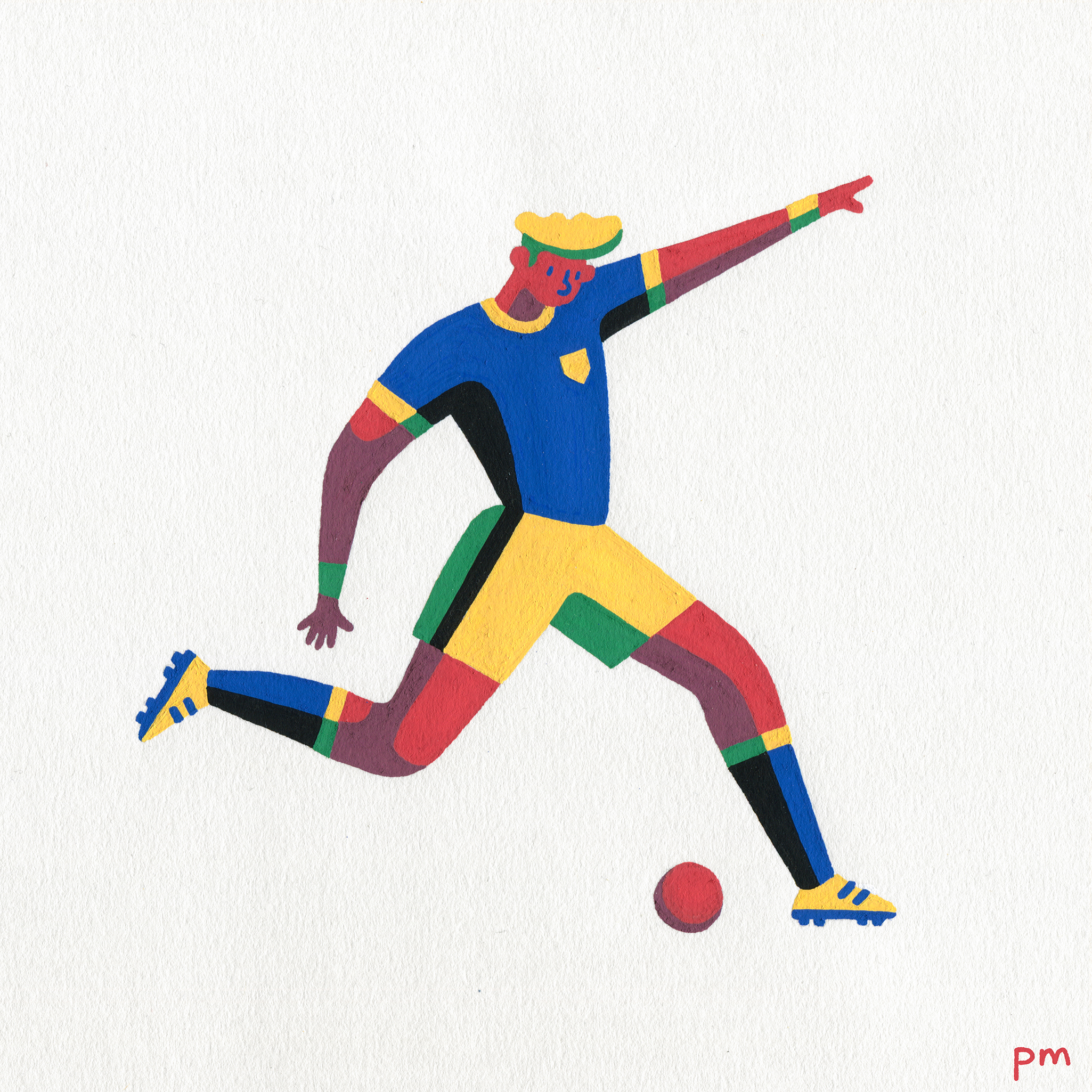 I illustrated this footballer for the football World Cup, painted using colourful posca markers.