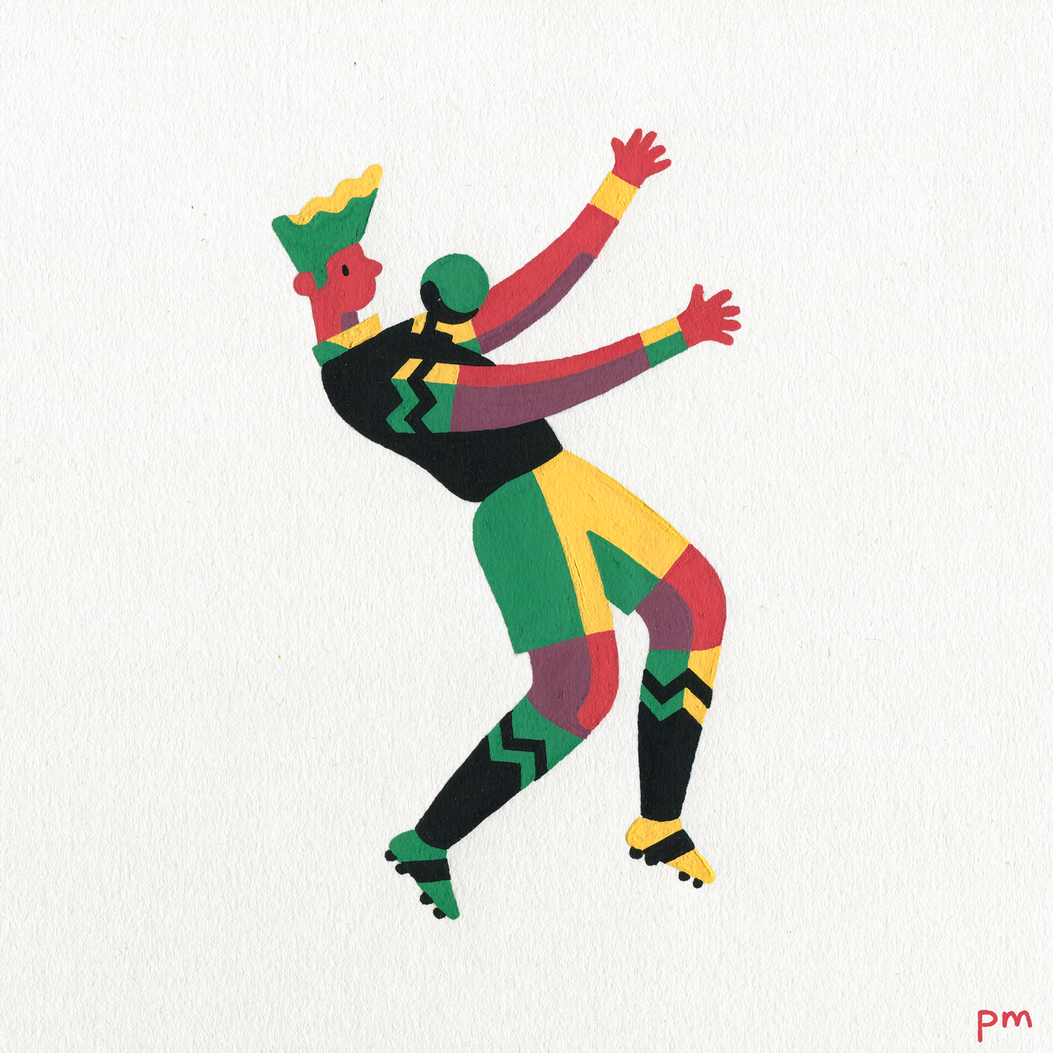 This is an illustration from my series 'In-motion', hand painted using colourful posca markers, this lad was for the world cup