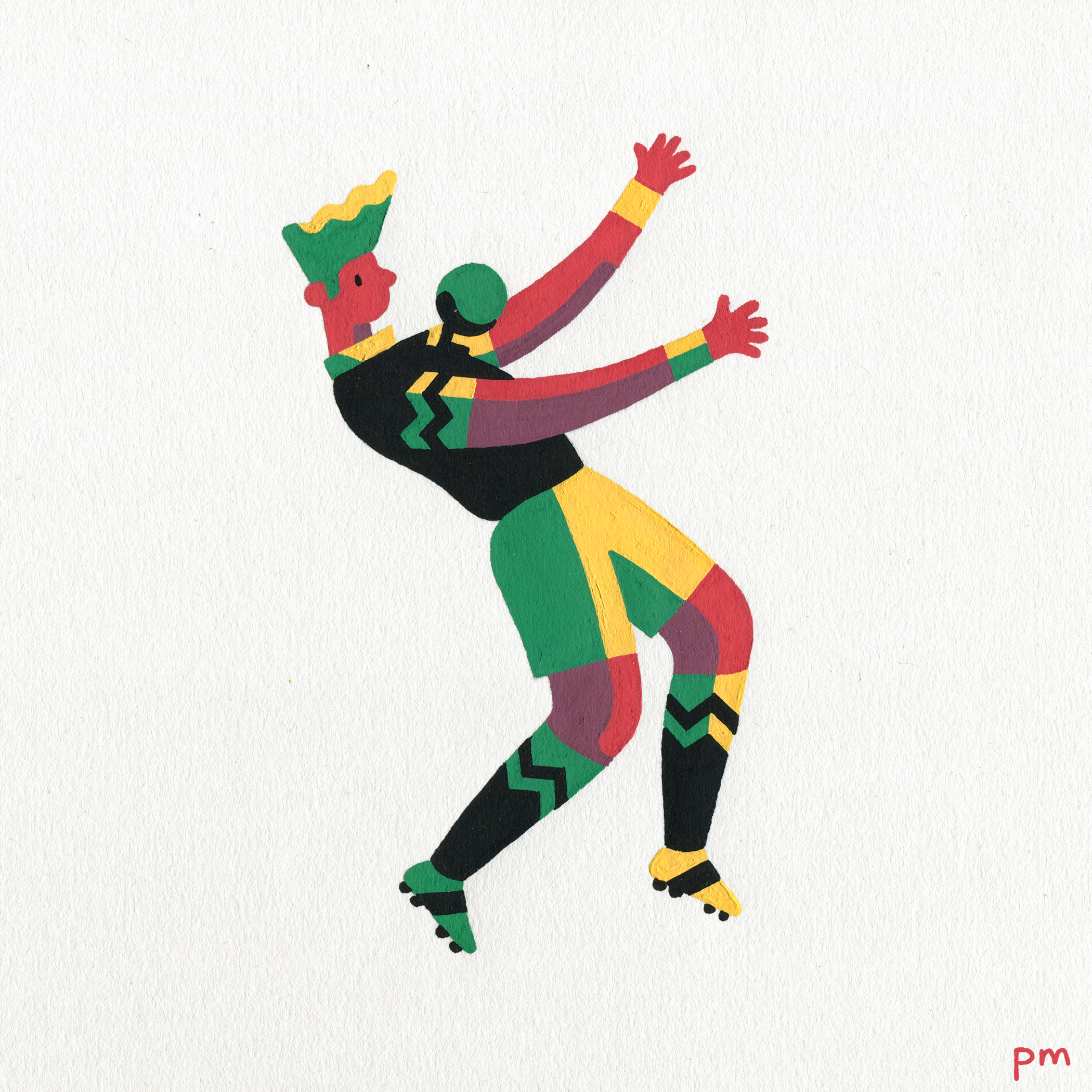 PriyaMistry_In Motion_skillz This is an illustration from my series 'In-motion', hand painted using colourful posca markers, this lad was for the world cup