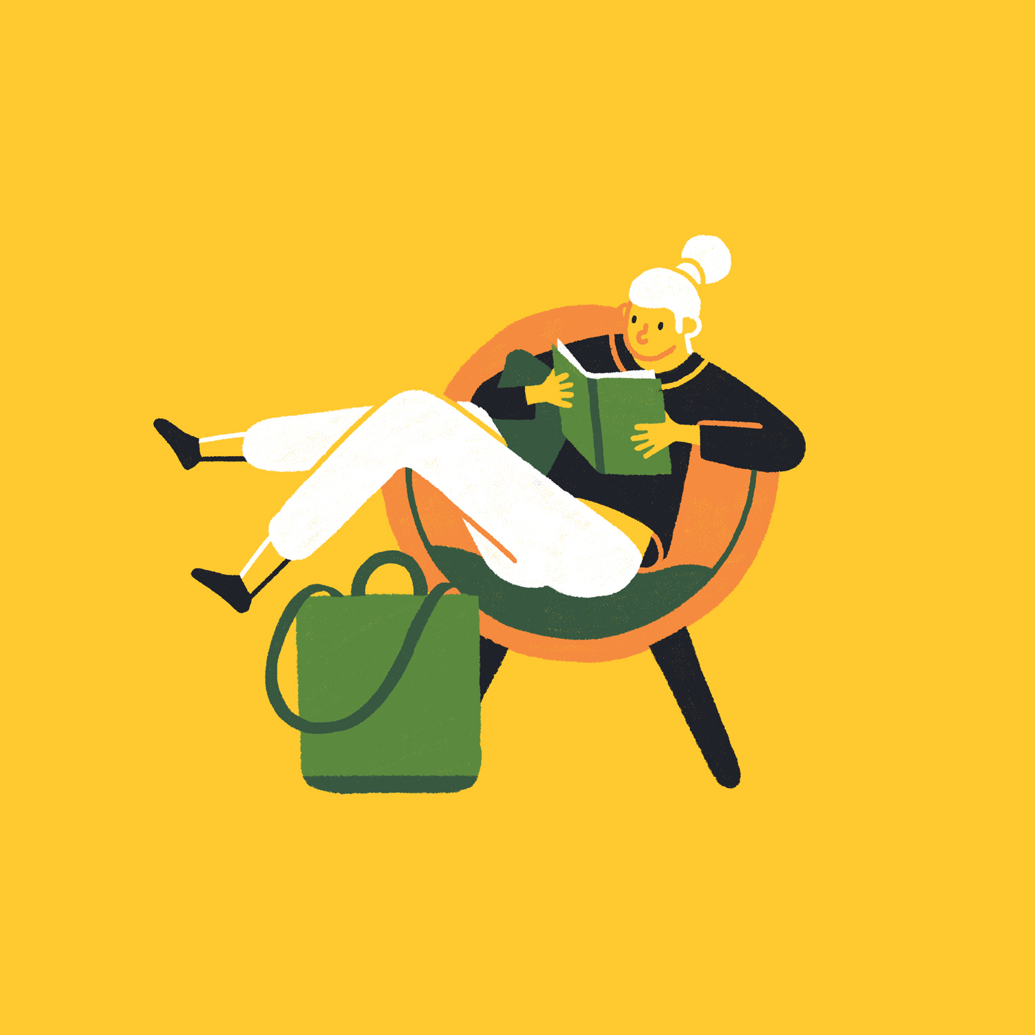 This is an illustrated thumbnail for an editorial for Monocle magazine of a lady relaxing